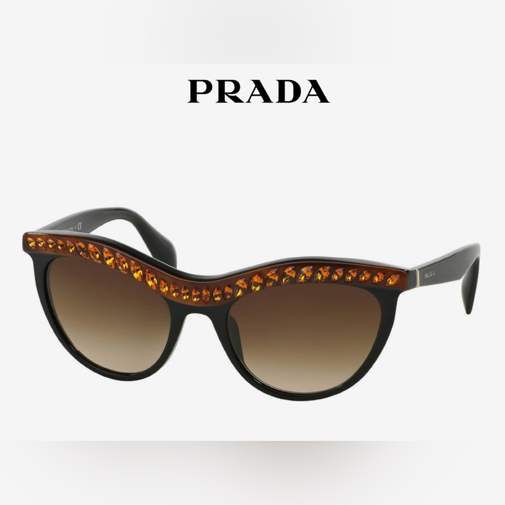 Prada cat-eye Black Sunglasses with Amber Accents